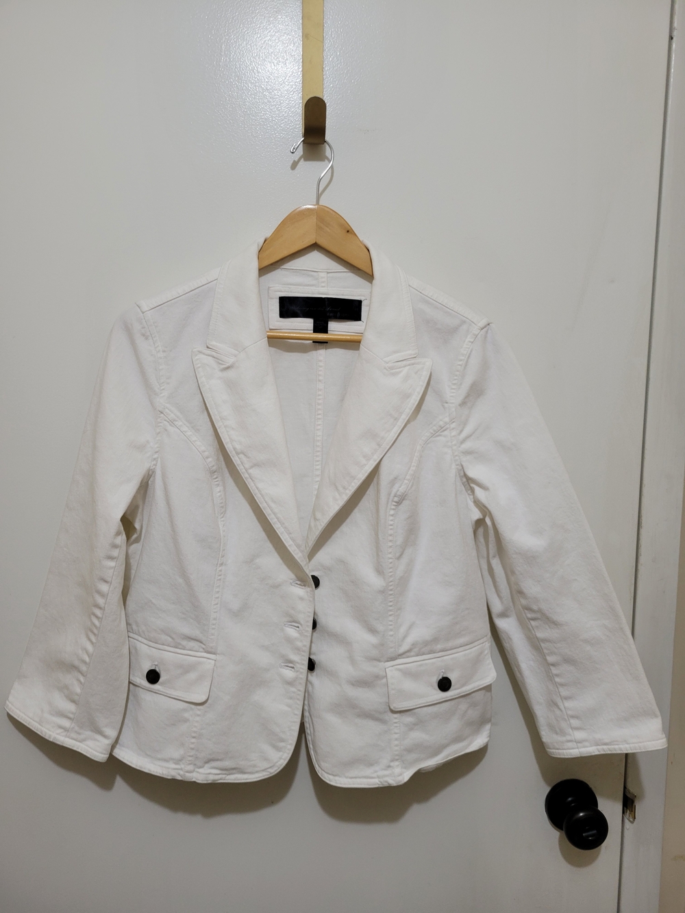 Apostrophe White Denim Tailored Women's Blazer - Size 14P